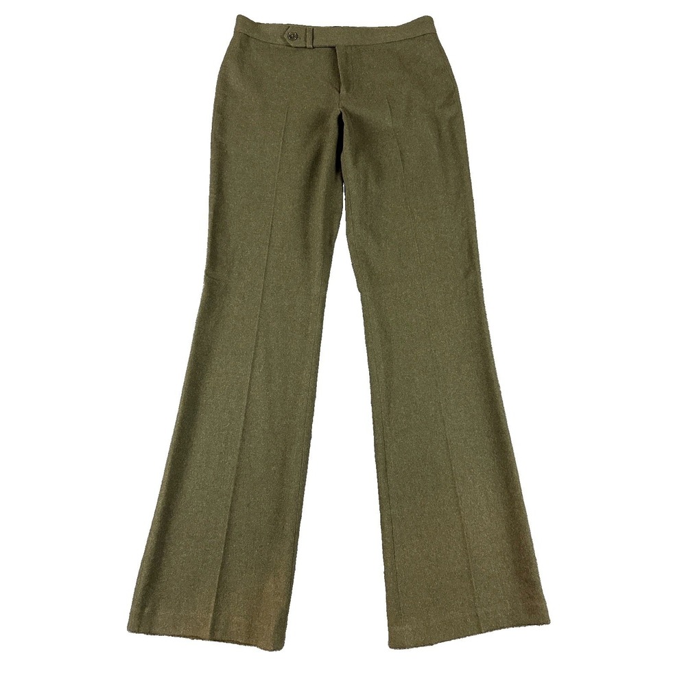 Ralph Lauren Black Label Women's Wool Cashmere Trousers Size 4 Army Green Pants